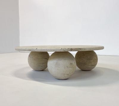 Contemporary Modern Round Travertine Coffee Table