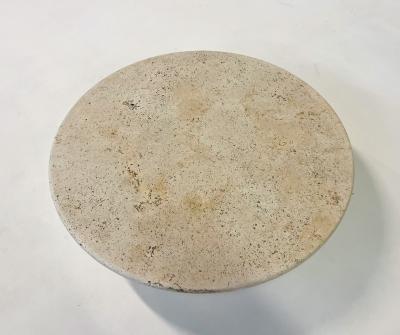 Contemporary Modern Round Travertine Coffee Table