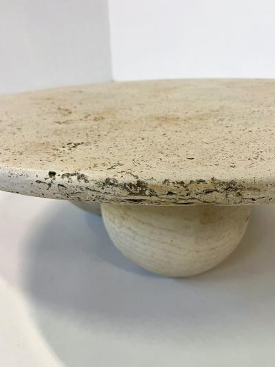 Contemporary Modern Round Travertine Coffee Table