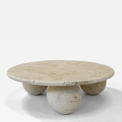 Contemporary Modern Round Travertine Coffee Table