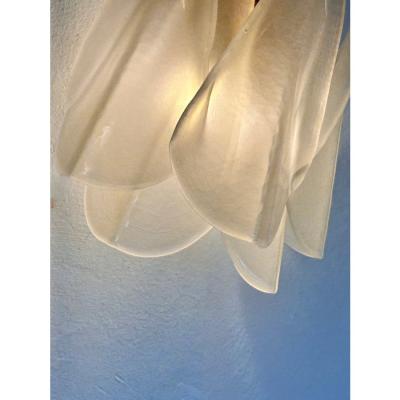 Contemporary Modern Sanded Champagne Rondini Murano Wall Sconces Set of Two