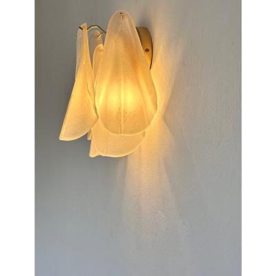 Contemporary Modern Sanded Champagne Rondini Murano Wall Sconces Set of Two