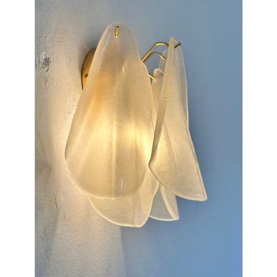 Contemporary Modern Sanded Champagne Rondini Murano Wall Sconces Set of Two