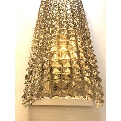 Contemporary Modern Smoked Fum Crocodile Murano Glass Wall Sconces Set of Two