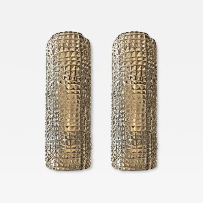 Contemporary Modern Smoked Fum Crocodile Murano Glass Wall Sconces Set of Two