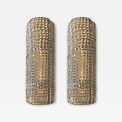 Contemporary Modern Smoked Fum Crocodile Murano Glass Wall Sconces Set of Two