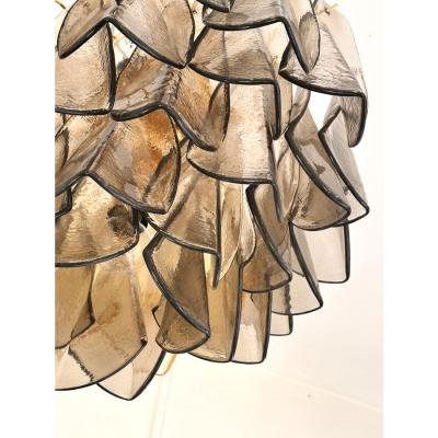 Contemporary Modern Smoked Fum Rondini Murano Glass Chandelier
