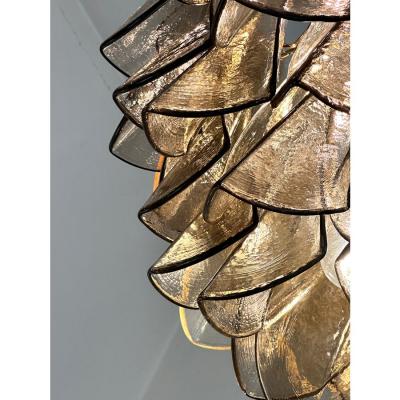 Contemporary Modern Smoked Fum Rondini Murano Glass Chandelier