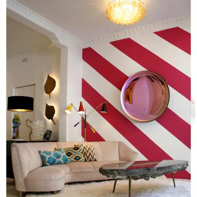 Contemporary Modern Unique Sculptural Concave Brown Glass French Mirror