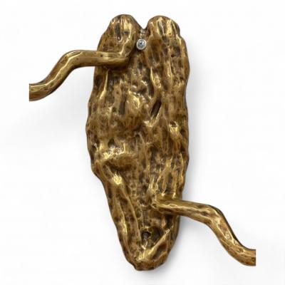 Contemporary Modern Wall Sconces Branch Motif Bronze Alabaster 21st C 