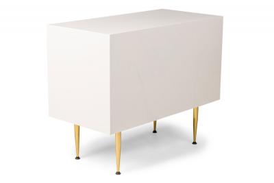 Contemporary Modern White Lustrosa Cabinet and Natural Wood 2 Drawer Dresser