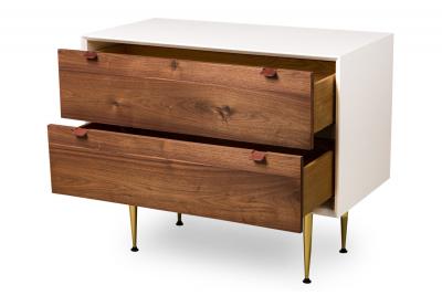 Contemporary Modern White Lustrosa Cabinet and Natural Wood 2 Drawer Dresser