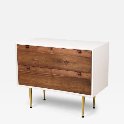 Contemporary Modern White Lustrosa Cabinet and Natural Wood 2 Drawer Dresser