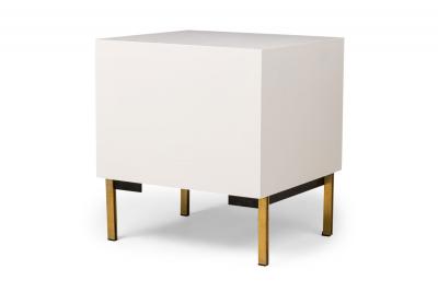 Contemporary Modern White Lustrosa Cabinet and Natural Wood 2 Drawer Nightst