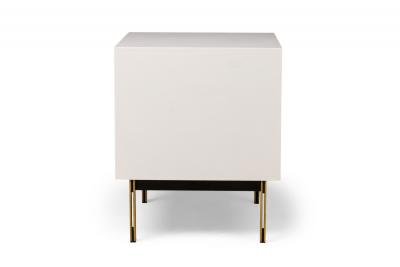 Contemporary Modern White Lustrosa Cabinet and Natural Wood 2 Drawer Nightst
