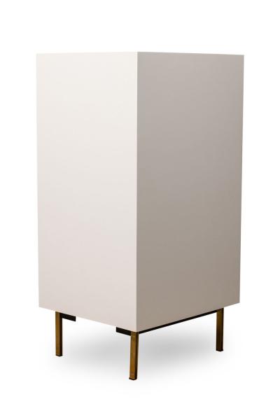 Contemporary Modern White Lustrosa Cabinet and Natural Wood 5 Drawer Chest