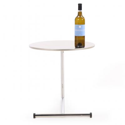Contemporary Modernist Cantilevered Side Table with Laminate Top and Chrome Base
