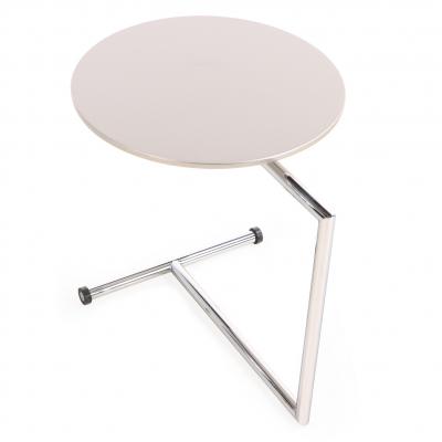 Contemporary Modernist Cantilevered Side Table with Laminate Top and Chrome Base