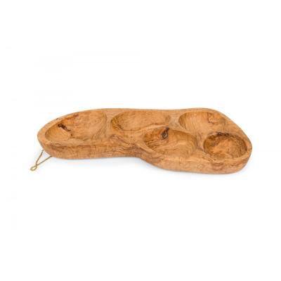 Contemporary Modernist Olive Wood Multi Compartment Tray
