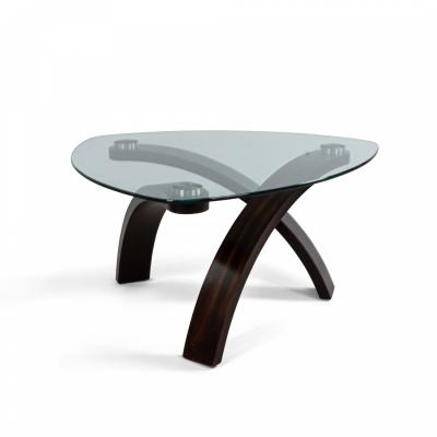 Contemporary Molded Wood And Glass Coffee Table