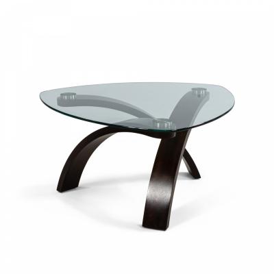 Contemporary Molded Wood And Glass Coffee Table