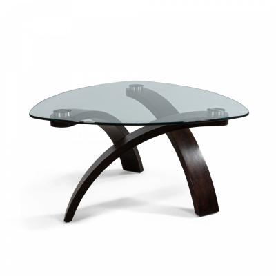 Contemporary Molded Wood And Glass Coffee Table