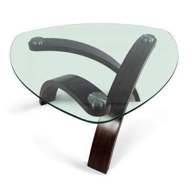 Contemporary Molded Wood And Glass Coffee Table