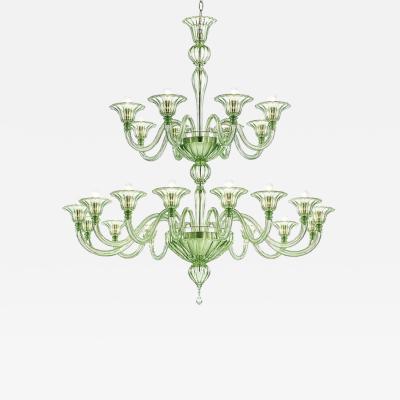 Contemporary Monumental Murano Glass Chandelier With Rigadin Detailing