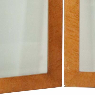 Contemporary Monumental Three Fold Maple and Glass Screen Room Divider