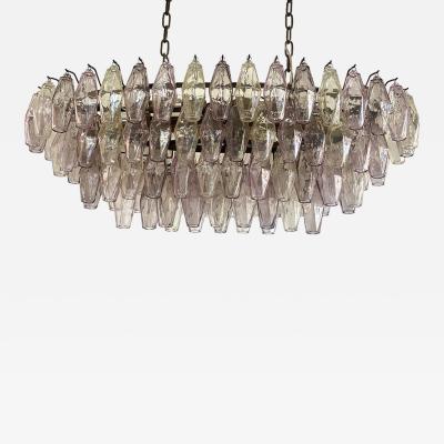 Contemporary Multicolored Oval Poliedri Murano Glass Burnish Chandelier