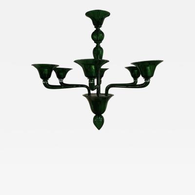 Contemporary Murano Glass Chandelier in Dec Style Decorated