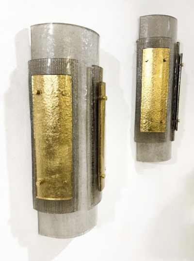 Contemporary Murano Wall Lights Smoked Glass Italy