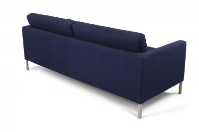 Contemporary Navy Blue Upholstered Three Seat Sofa
