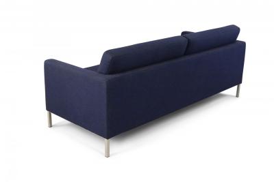 Contemporary Navy Blue Upholstered Three Seat Sofa