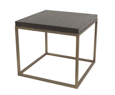 Contemporary Oak and Brass End Tables
