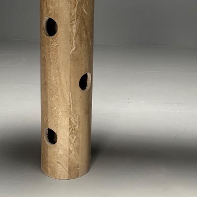 Contemporary Organic Modern Console Table Double Pedestal Beige Marble
