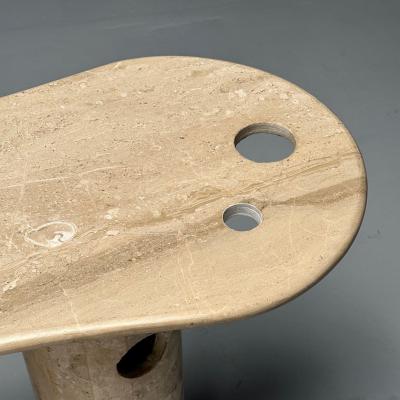 Contemporary Organic Modern Console Table Double Pedestal Beige Marble