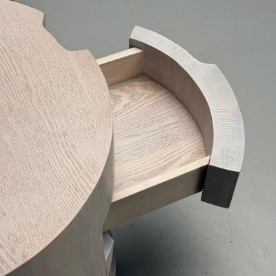 Contemporary Organic Modern Round Sculptural Nightstands Bleached Ashwood