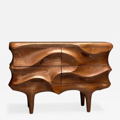 Contemporary Organic Modern Sculptural Cabinet Stained Ash Wood 21st C 