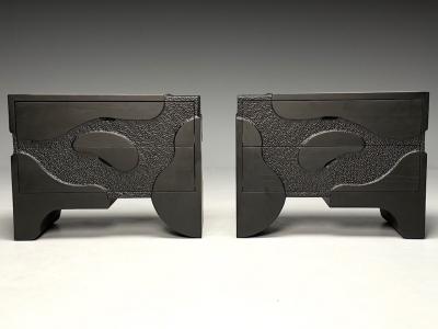 Contemporary Organic Modern Sculptural Nightstands Black Ashwood 21st C 