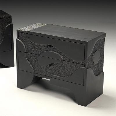 Contemporary Organic Modern Sculptural Nightstands Black Ashwood 21st C 
