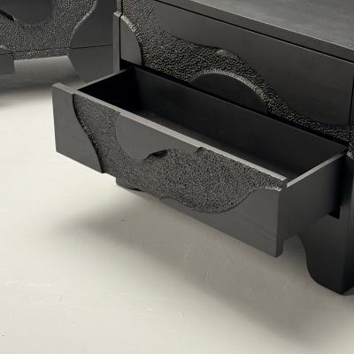 Contemporary Organic Modern Sculptural Nightstands Black Ashwood 21st C 