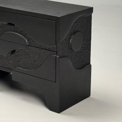 Contemporary Organic Modern Sculptural Nightstands Black Ashwood 21st C 