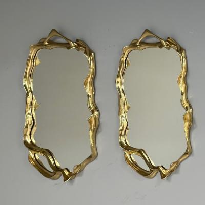 Contemporary Organic Modern Surrealist Bronze Wall Mirrors Free Form