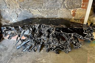 Contemporary Organic Teak Root Console Table Special Lacquered Indonesia 2023