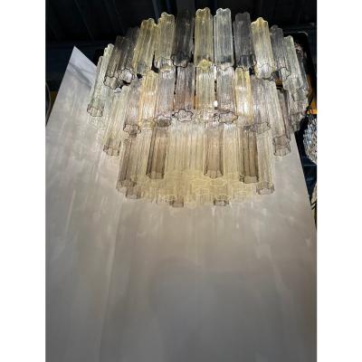 Contemporary Oval Champagne E Fum Tronchi Murano Glass Chandelier