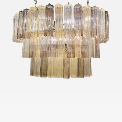 Contemporary Oval Champagne E Fum Tronchi Murano Glass Chandelier