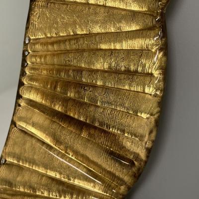 Contemporary Oval Wall Mirrors Scallop Motif Murano Glass Gilt Gold Italy