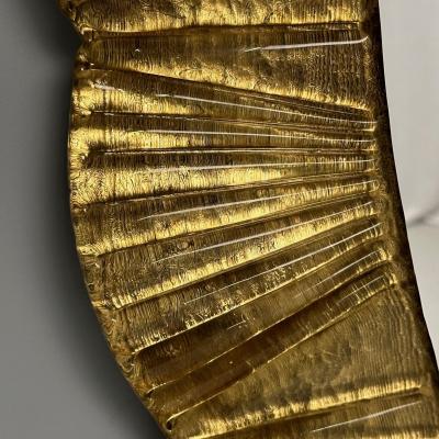 Contemporary Oval Wall Mirrors Scallop Motif Murano Glass Gilt Gold Italy