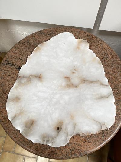 Contemporary Pair of Alabaster Circle Brass Sconces Italy